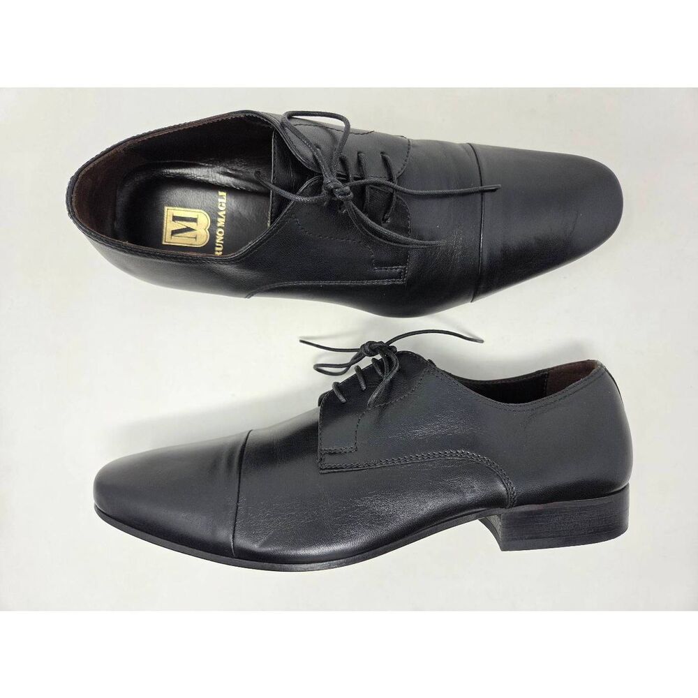 BRUNO MAGLI MARTICO BLACK LEATHER CAP TOE OXFORD DRESS SHOES MENS 7.5 ITALY
